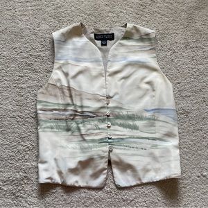 Vintage Ellen Tracy silk landscape print vest size 8